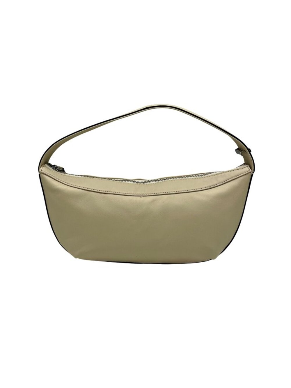 STAUD Beige Leather Demy Zip Shoulder Bag